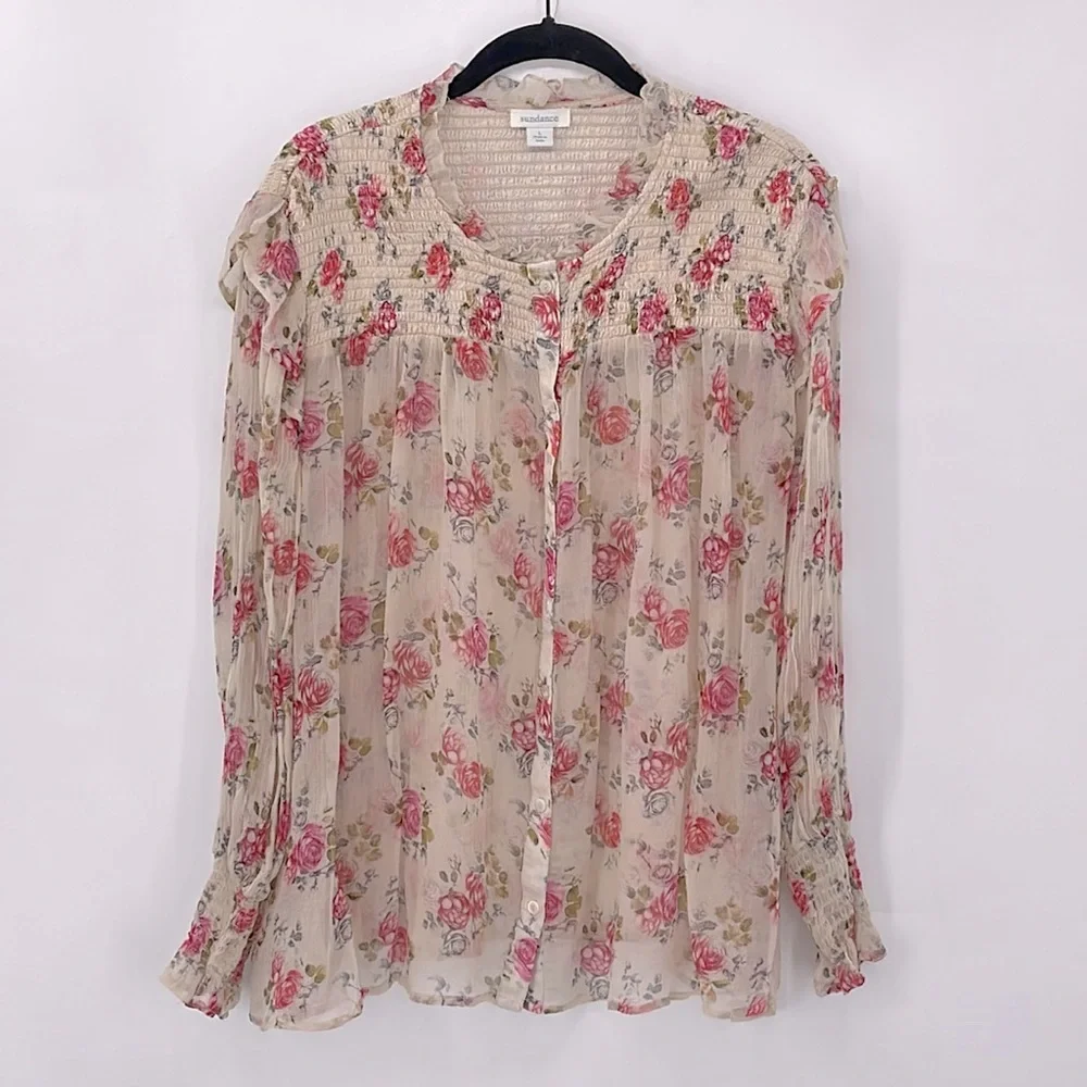 SUNDANCE Amelia Floral Blouse Size Large - Picture 2 of 5